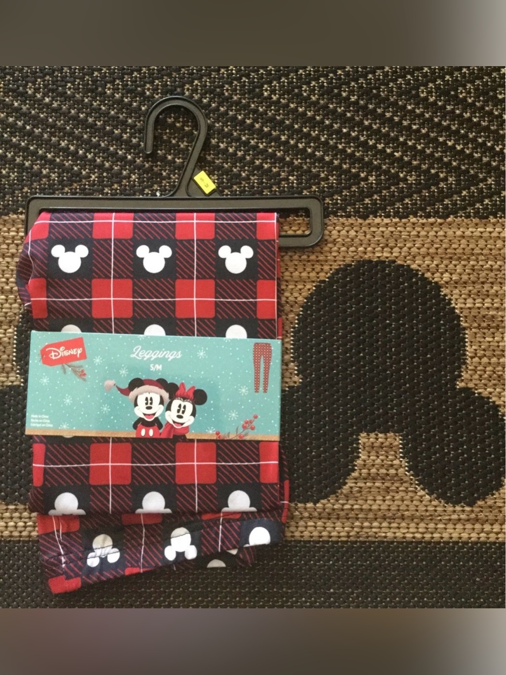 Disney Holiday Red Plaid Mickey Mouse Leggings Size S/M NWT